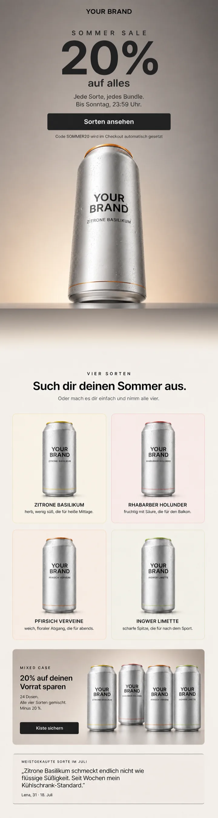 Fertig designte Summer-Sale-E-Mail aus dem Wizard